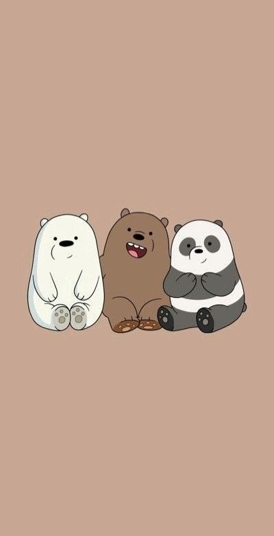 three polar bears sitting next to each other on top of a brown background with the words,