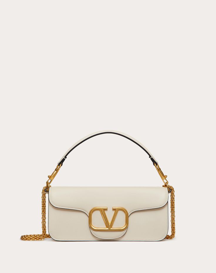 Locò Calfskin Shoulder Bag for Woman in Light Ivory Jewel Logo, Studded Sneakers, Oxford Boots, Light Ivory, Pretty Bags, Bag Light, Valentino Bags, Boutique Online, Small Shoulder Bag