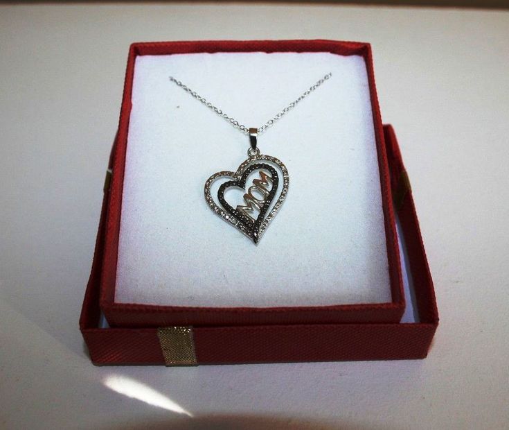 Genuine Black Diamond Mom Heart Pendant Necklace 14k White Gold over 925 SS | eBay Elegant Black Jewelry For Anniversary Gift, Black Necklaces With Diamond Accents For Gift, Diamond Accented Heart Pendant Necklace As Gift, Heart Pendant Necklace With Diamond Accents As Gift, Heart-shaped Pendant Necklace With Diamond Accents Gift, Black Jewelry For Anniversary, Mother's Day Gift, Formal Double Heart Jewelry For Mother's Day, Black Jewelry For Anniversary Gift On Mother's Day, Black Jewelry For Anniversary And Mother's Day