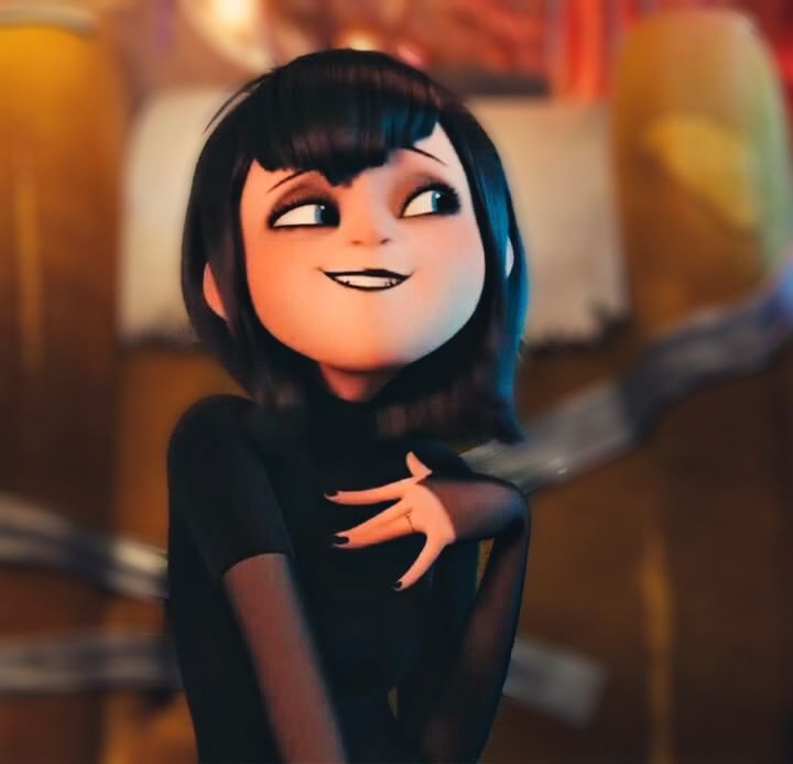 an animated character with black hair and bangs, wearing a black dress is posing for the camera