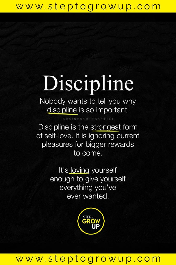 a black and yellow poster with the words discipline