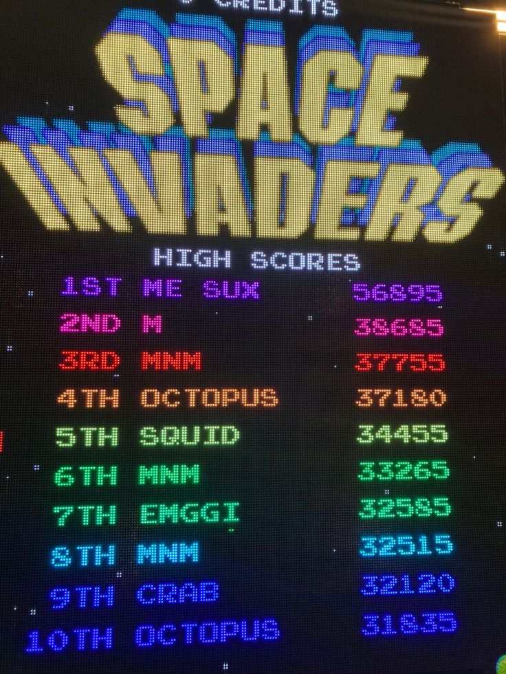 an old arcade game screen with space invades on it