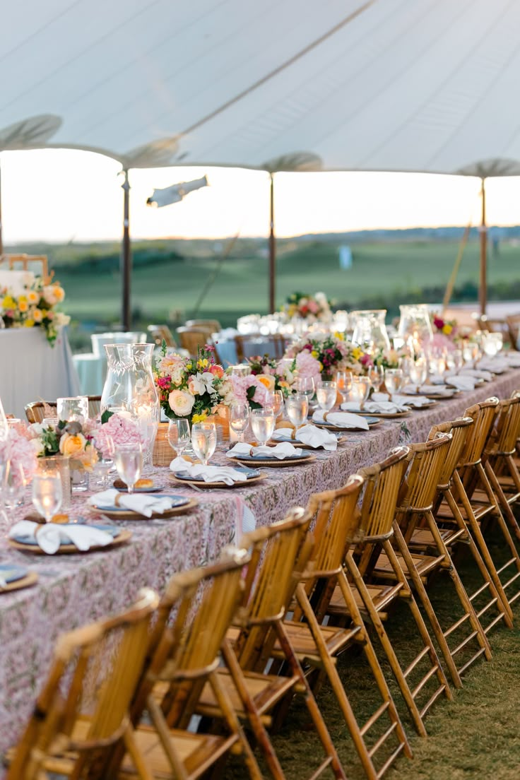 a long table is set up for an event