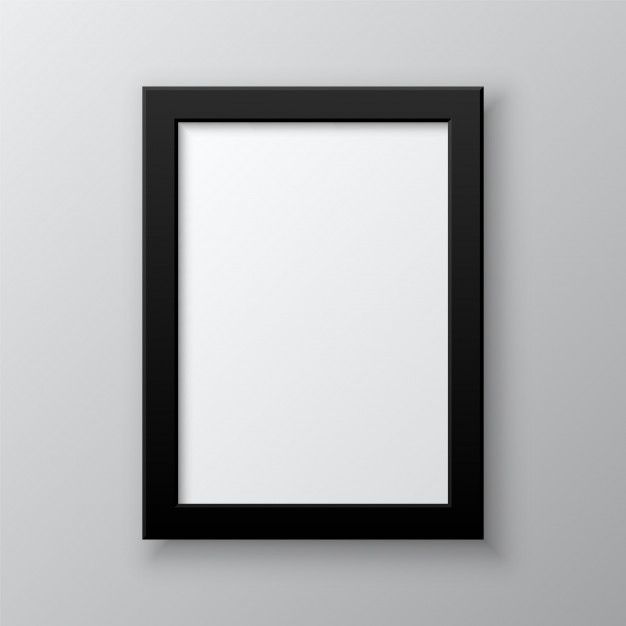 an empty black frame hanging on the wall