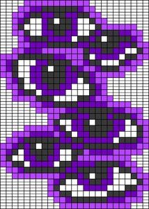 an image of a pixellated purple and black pattern with white dots on the bottom