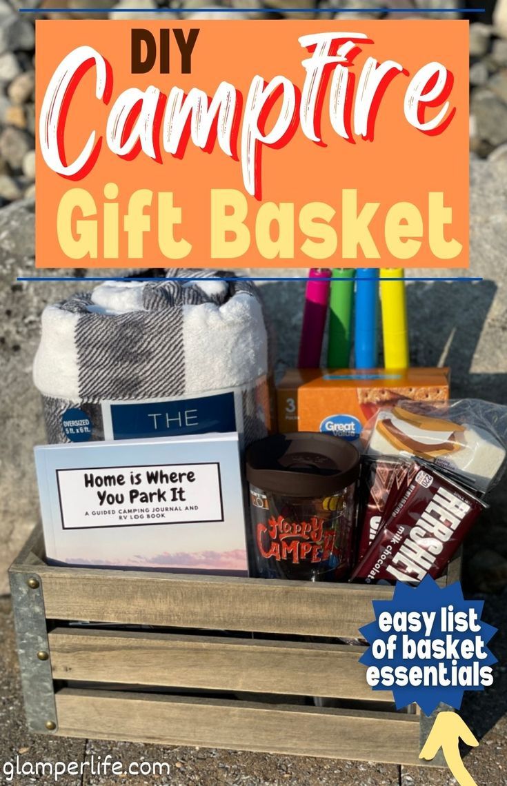 a sign that says diy campfire gift basket