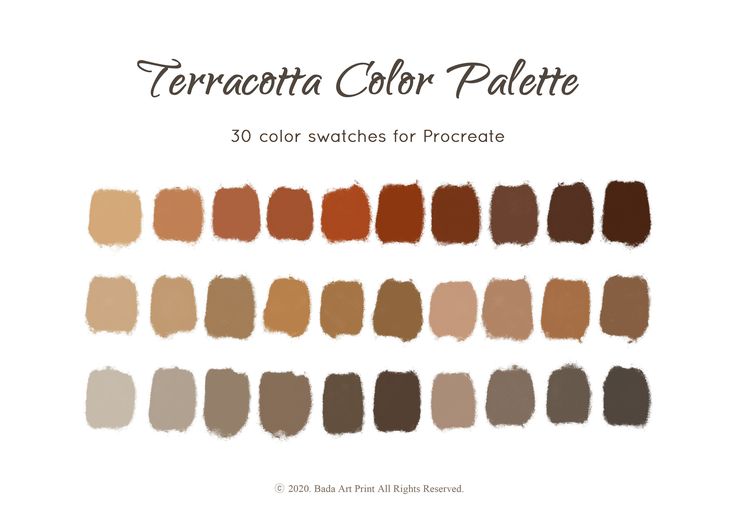 the color palette for terracotta is shown in shades of brown, red and beige