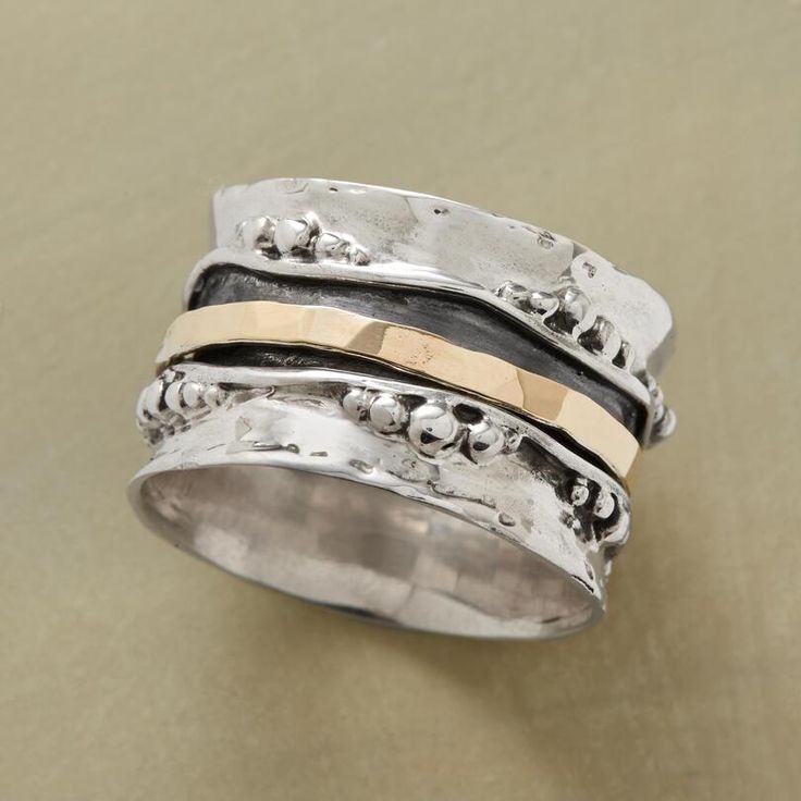 With The Tides Ring | Sundance Catalog Hammered Silver Jewelry, Silver Spinner Rings, Gold And Silver Rings, Spinner Ring, Rings For Her, Sterling Silver Bands, Boho Rings, Silver And Gold, Sterling Ring