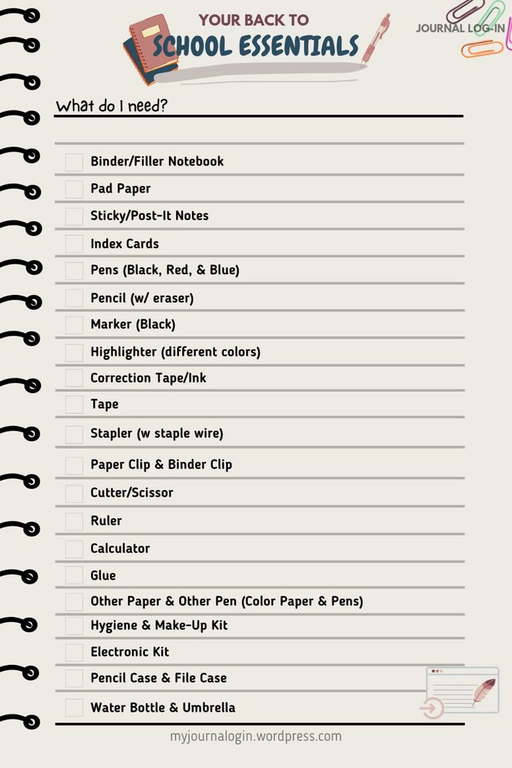 School-Essentials-List Stationery List For High School, School Back Packing Essentials, What I Need For School List, Things You Need In Your Backpack For Middle School, High School List Supplies, Things To Buy For School List, Thing You Need In Your School Bag, Freshman High School Supplies List, Secondary School Stationery List