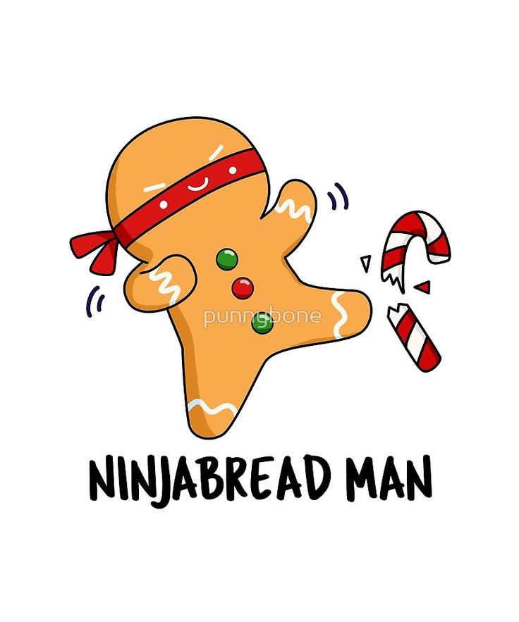 a gingerbread man with a candy cane poster