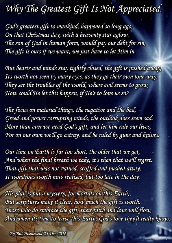 a christmas poem with an image of a star above it and the words, why the greatest gift is not appreciated