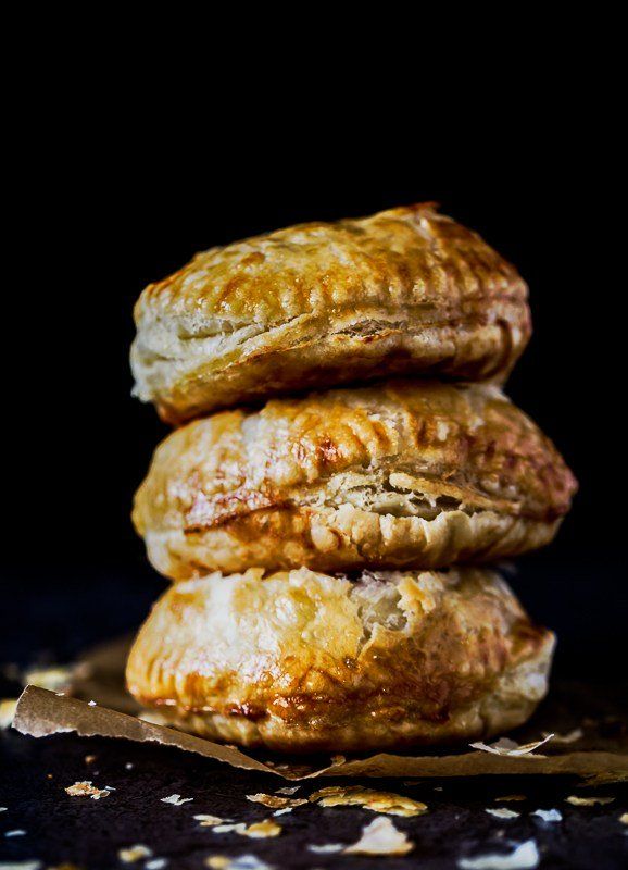 three pastries stacked on top of each other