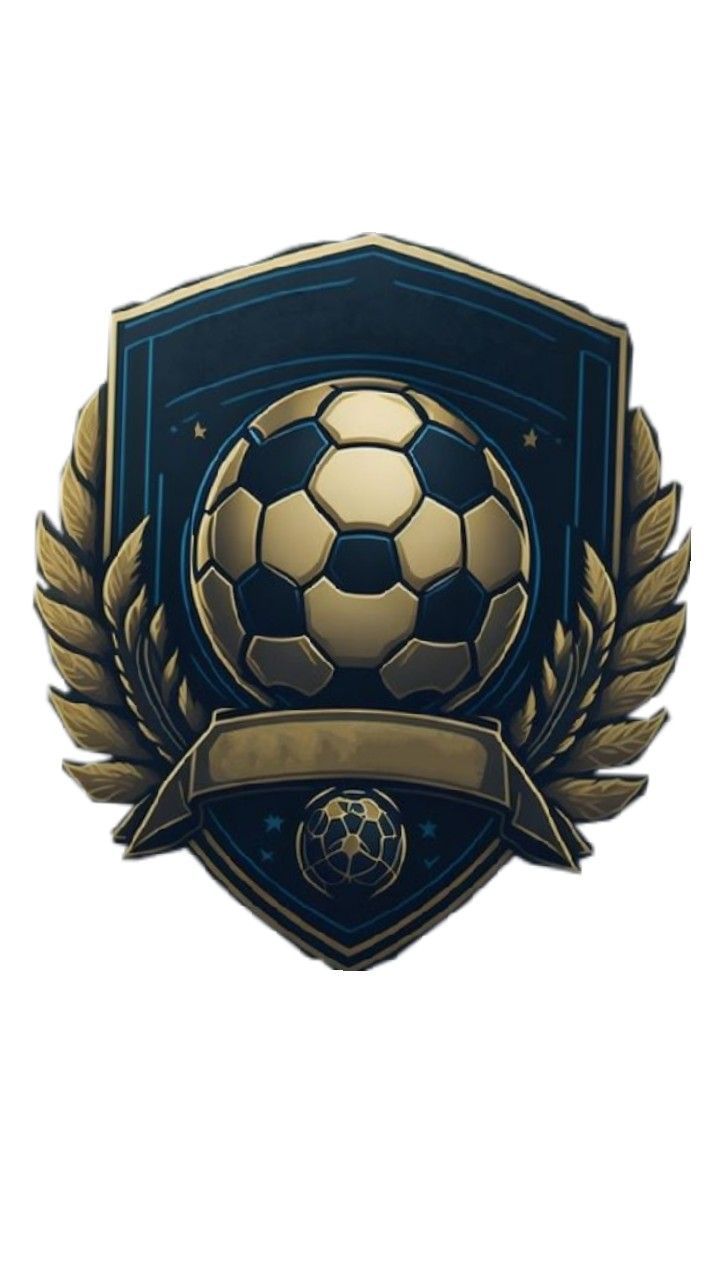 a soccer badge with a ball and laurels