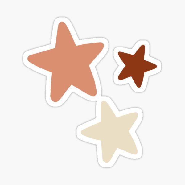 three star stickers in different colors and sizes on a white background, one is brown, the other is pink