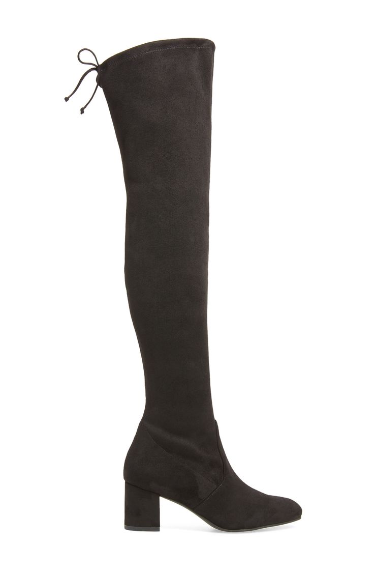 A velvety boot goes to dramatic heights with an over-the-knee silhouette, while its just-right heel ensures the look is manageable for everyday wear. 2 1/4" heel (size 8.5) 24 1/2" shaft; 12"–13" calf circumference. Narrow calf Back tie closure Textile upper and lining/synthetic sole Imported Women's Shoes Fall Over-the-knee Wide Calf Platform Boots, Wide Calf Over-the-knee Boots For Fall, Fall Wide Calf Over-the-knee Platform Boots, Fitted Suede Platform Boots For Fall, Fall Over-the-knee Wide Calf Boots, Wide Calf Knee-high Boots For Fall, Winter Fitted Knee-high Boots With Reinforced Heel, Evening Knee-high Boots For Fall, Fall Wide Calf Over-the-knee Boots