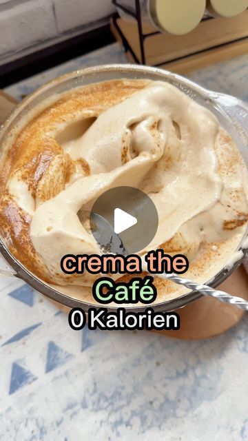 an ice cream dessert in a pan on top of a table with the words cremathe cafe o kalorfini