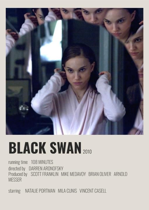 the poster for black swan is shown with four women in front of it and one woman standing