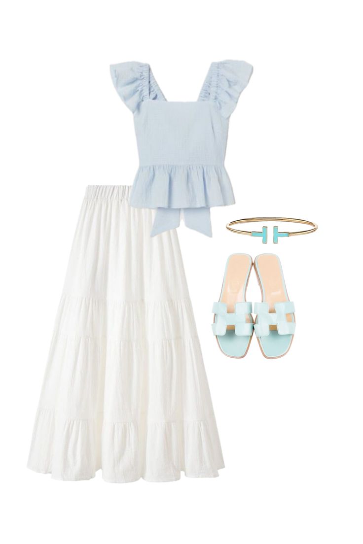 Light Blue Casual Outfits, Spring Clothes 2024, Grandmillenial Outfits, Blue Modest Outfit, Light Blue And White Outfit, Lds Outfits, Outfit Inspo Modest, Vacation Outfits Women, Cute Modest Outfits