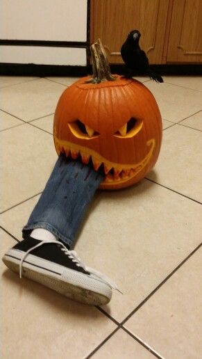 a person is sitting on the floor with a jack - o'- lantern pumpkin