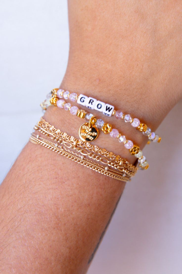 Step into a world of continuous personal evolution with our "Grow" bracelet from Little Words Project. This thoughtful accessory is designed to remind you of your own strength and resilience in the face of challenges. Ideal for everyday wear or as a heartfelt gift, the "Grow" bracelet is a stylish prompt to embrace change and cultivate your best self. Wear it as a symbol of your commitment to growth and self-improvement. Part of a Bigger Story: Little Words Project is all about spreading kindnes Word Bracelets, Little Words Project, Spreading Kindness, Neoprene Bag, Backpack Organization, Sneakers And Socks, Embrace Change, Bead Pattern, Your Best Self