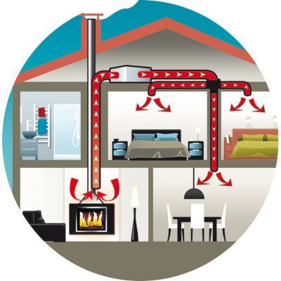 an image of a house with fire hoses in the living room and kitchen area