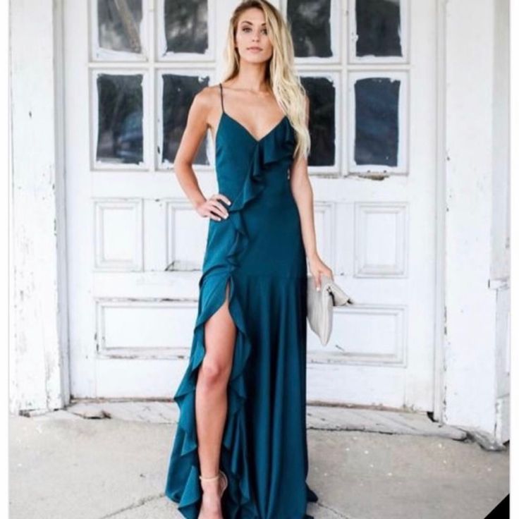 Green Long Even Dress New With Tag Dark Teal Dresses Formal, Dark Teal Dress Outfit, Deep Teal Bridesmaid Dresses, Dark Turquoise Outfit, Teal Dress Outfit, Teal Long Dress, Dark Turquoise Dress, Dark Teal Wedding, Teal Dress For Wedding