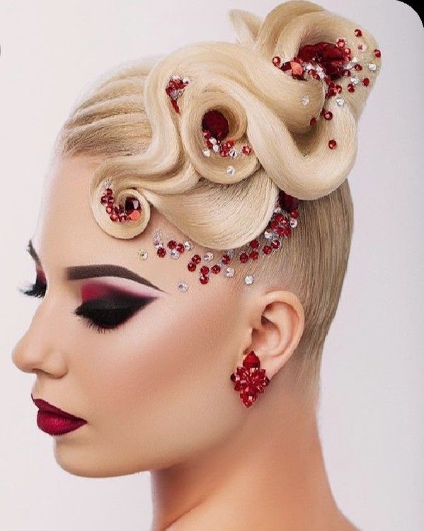 Ballroom Competition Hair, Dance Competition Makeup, Ballroom Hairstyles, Ballroom Dancing Hairstyles, Dancesport Hair, Dance Competition Hair, Ballroom Dance Hair, Competition Makeup, Sanggul Modern