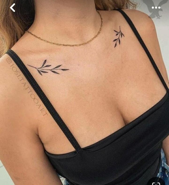 a woman with a small tattoo on her chest