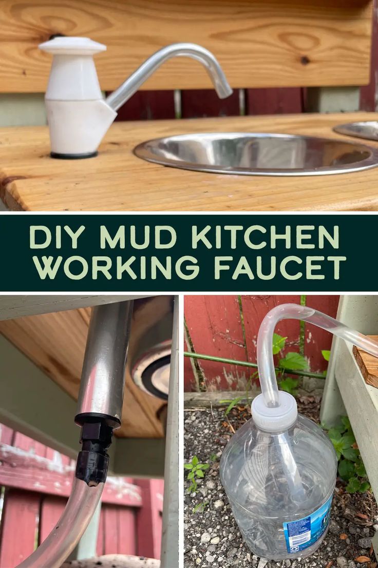 the diy mud kitchen working faucet is made from an old sink and has been