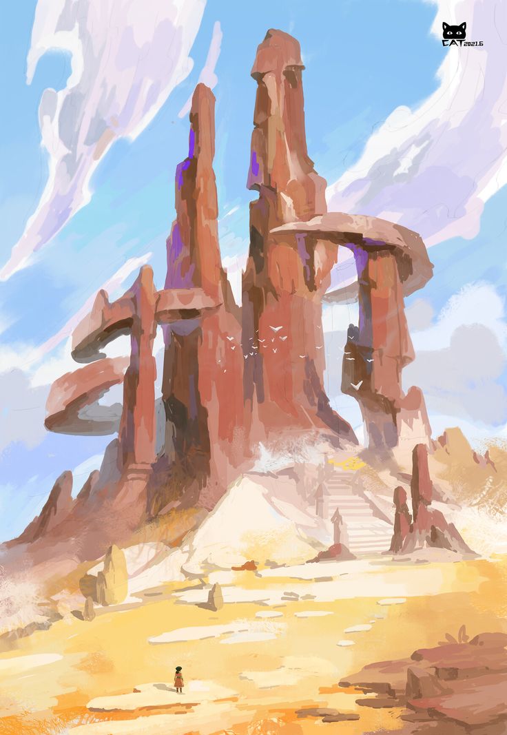 an artistic painting of some kind of desert