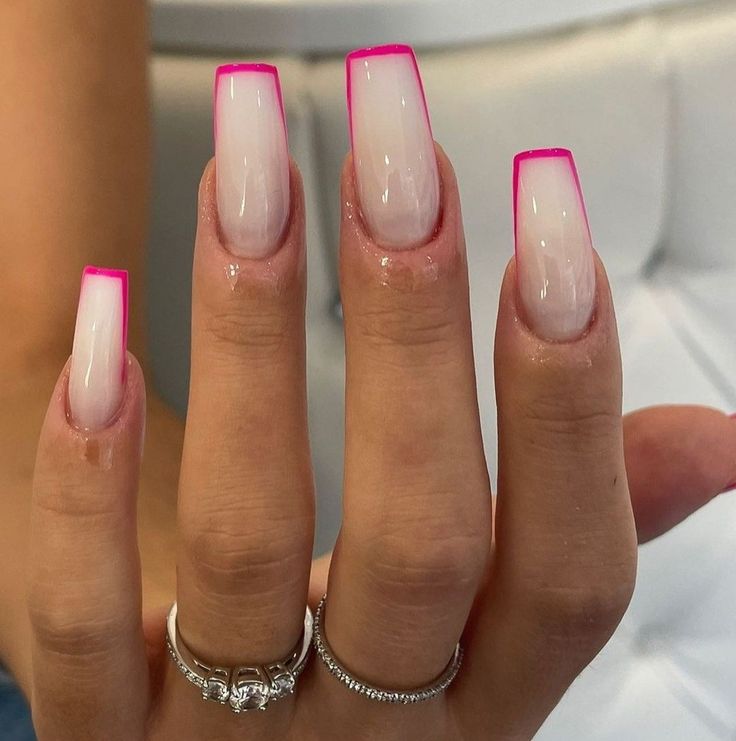 Nails With Pink French, Frenchies Nails, Nails With Pink, Ombre Gel Nails, Pink Tip Nails, Multicolored Nails, Milky Nails, Wow Nails, Casual Nails