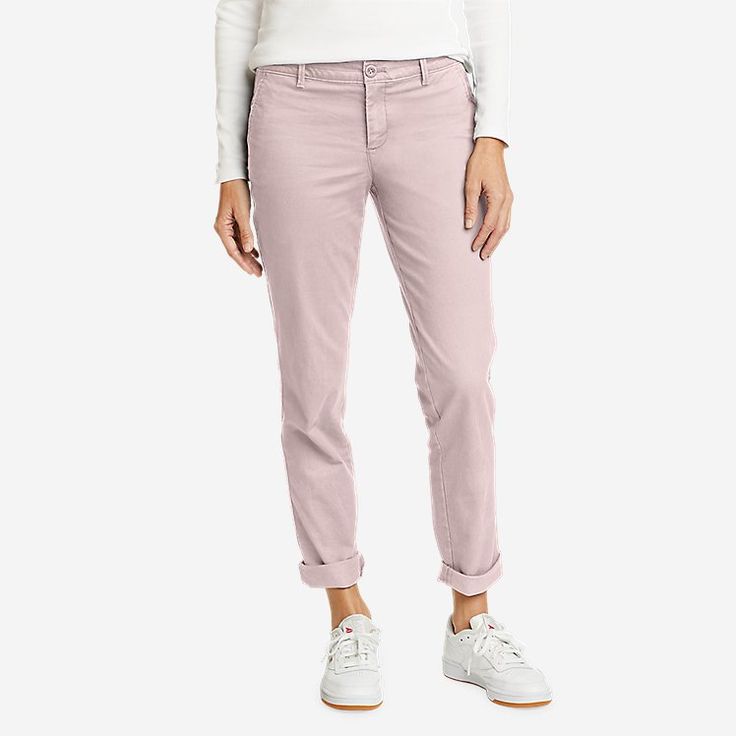 Women's Stretch Legend Wash Pants - Boyfriend | Eddie Bauer Non-stretch Cotton Casual Chinos, Fitted Cotton Pants With 5-inch Inseam, Casual Non-stretch Cotton Chinos, Casual Solid Color Mid-rise Chinos, Non-stretch Cotton Casual Work Pants, Casual Non-stretch Cotton Work Pants, Non-stretch Solid Cotton Cargo Pants, Mid-rise Solid Cotton Pants, Versatile Cotton Chinos For Spring