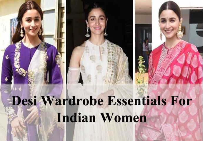 10 Desi Wardrobe Essentials For Indian Women Indian Wardrobe Essentials For Women, Indian Clothes Women, Desi Wardrobe, Must Have In Your Closet, Skirts Casual, Desi Dress, Flared Skirts, Churidar Suits, Desi Wear