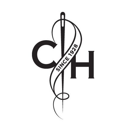 the letter c and h with a ribbon around it on top of a white background