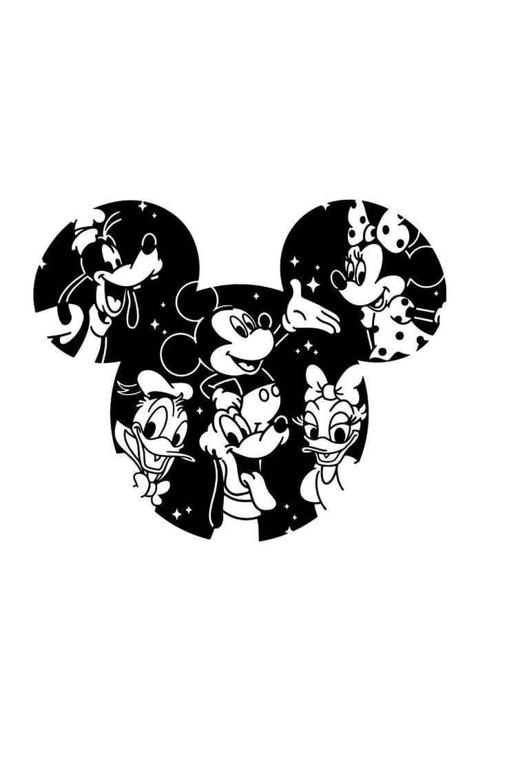 an image of mickey mouse's heads in black and white