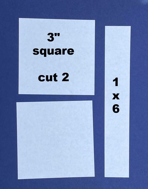 three square cut 2 x 6 inches on top of each other with the same size