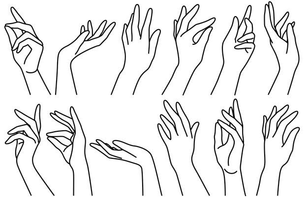 several hands reaching up in the air