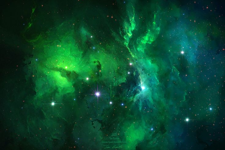 the green and blue stars are in the night sky, as if they were from outer space