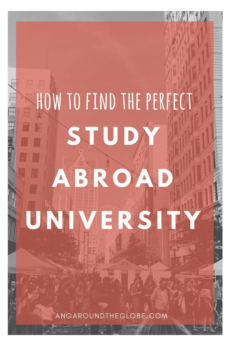 the words how to find the perfect study about university in red and white with an image of