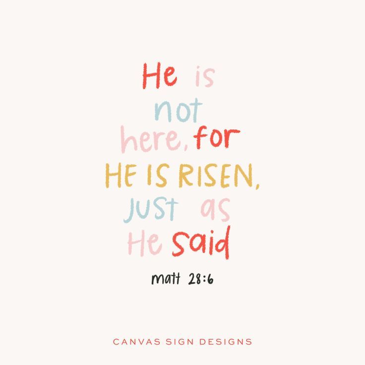 a quote with the words he is not here for he is risen, just as he said