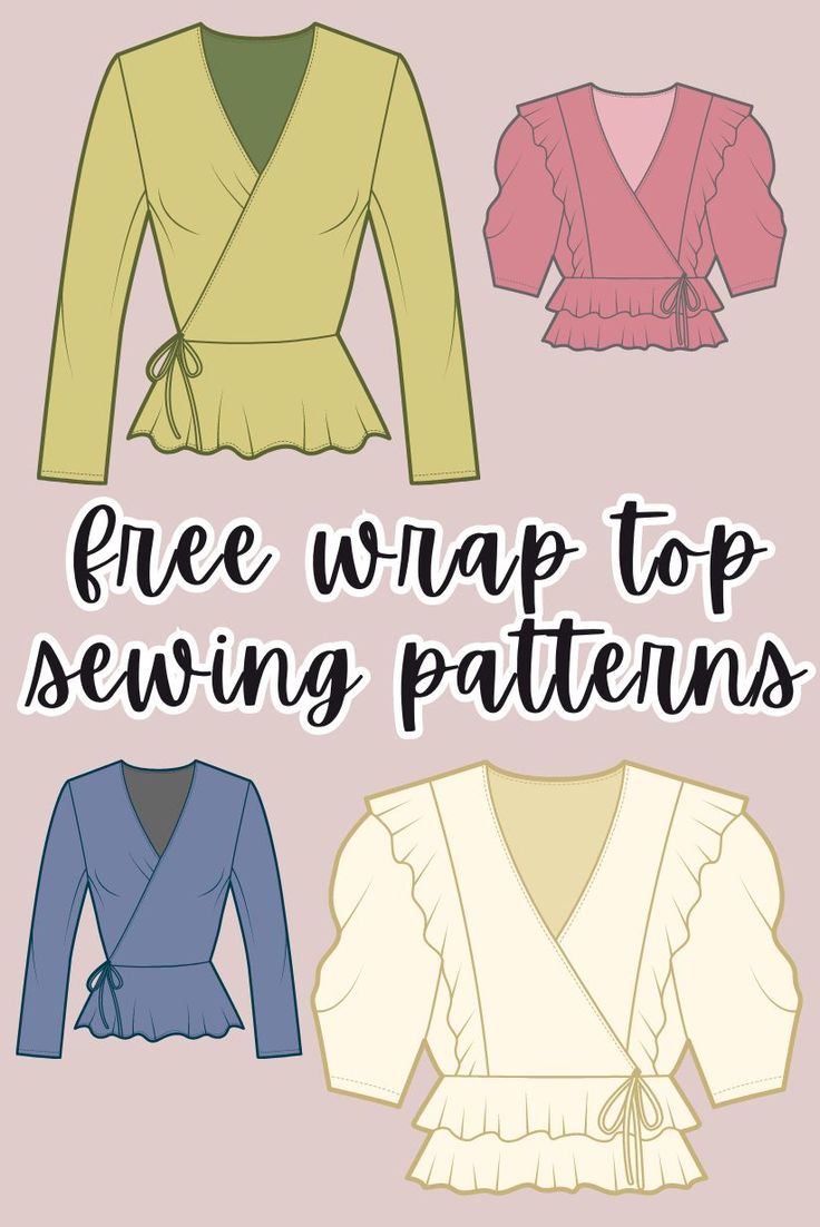 three different types of sewing patterns with the words free wrap top sewing patterns