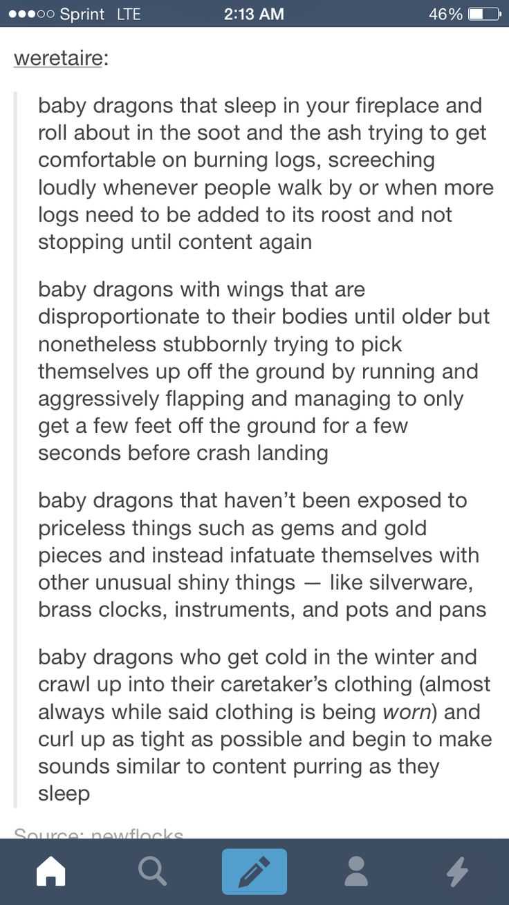 a text message that reads baby dragon sleep in your fireplace and roll about the soft