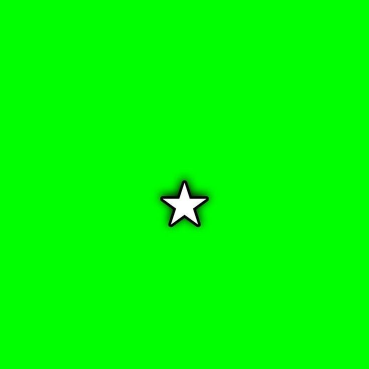 a white star on a green screen