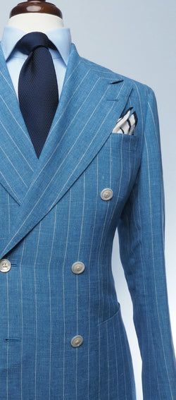 Double Breasted Pinstripe Suit, Christopher Korey, Double Breasted Suit Men, Stripe Suit, Flannel Suit, Classy Suits, Indian Men Fashion, Bespoke Suit, Fashion Suits For Men