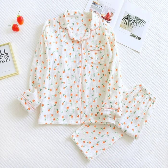 The Oranged Set Original Pajamas Ladies Pajamas, Lounging Outfit, Comfy Sets, Pajama Suit, Floral Pajamas, Pajamas Comfy, Casual Evening, Floral Cardigan, Sleepwear Sets