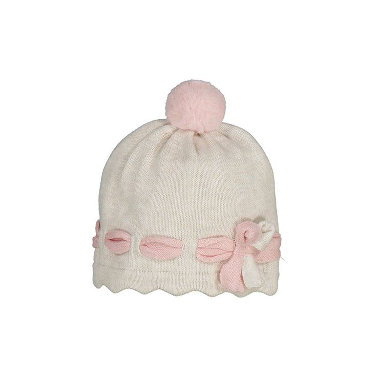 This adorable knit hat is the perfect hat to match the rose collection from Mayoral. Worn as an ensemble or on its own, this hat is stylish and functional! Cream Knit Beanie Hat, Cream Soft Knit Beanie Hat, Cream Soft Knit Cap, Cute Cream Soft Knit Hat, Cute Cream Beanie Hat, Adjustable Soft Knit Cream Hat, Adjustable Cream Soft Knit Hat, Cute Pink Bonnet With Curved Brim, Cute Soft Knit Beanie Hat