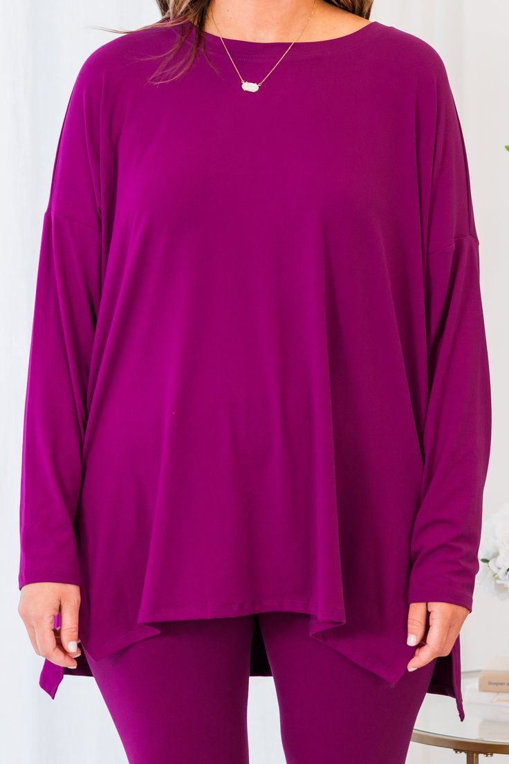 The perfect companion for cozy days and casual outings, our Perfect Comfort Set in light plum features a versatile crew neckline that adds a stylish touch to any outfit! Relax and unwind in ultimate comfort or take it on the go for effortless style! 90% Polyester, 10% Spandex Purple Crew Neck Top For Layering, Oversized Purple Tops For Layering, Oversized Purple Top For Loungewear, Oversized Purple Lounge Top, Oversized Purple Loungewear Top, Loose Purple Tops For Everyday, Oversized Purple Top For Everyday, Purple Long Sleeve Top For Loungewear, Versatile Long Sleeve Crew Neck Top For Loungewear