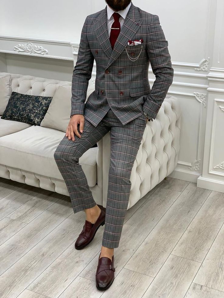 Best Suits For Men, Slim Fit Suit Men, Pants Gift, Suits Men, Men Fashion Casual Shirts, Designer Suits For Men, Pink Suit, Party Suits, Plaid Suit