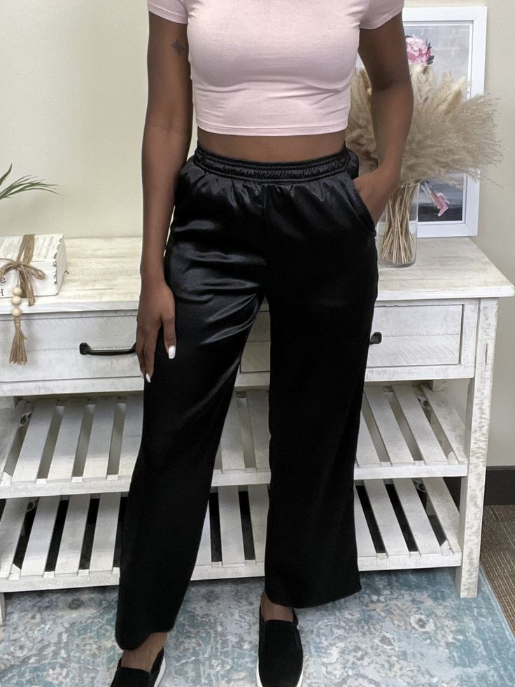 Simply Chic Pants by Hyfve are the pants to wear when you are not busy conquering the world! These high waisted pants feature an elastic waistband and straight leg. Fabric: 100% Polyester Measurements: Rise (Size M): 15" Inseam (Size M): 30" True To Size S 0-6 M 6-10 L 10-14 High-waisted Relaxed Fit Dress Pants With Elastic Waistband, Relaxed Fit High-waisted Dress Pants With Elastic Waistband, Casual Straight Leg Pull-on Dress Pants, Solid Straight Leg Dress Pants With Elastic Waistband, Solid Straight Leg Pants With Elastic Waistband, Solid Color Straight Leg Dress Pants With Elastic Waistband, Solid Straight Dress Pants With Elastic Waistband, Versatile Straight Dress Pants With Elastic Waistband, Straight Dress Pants With Elastic Waistband