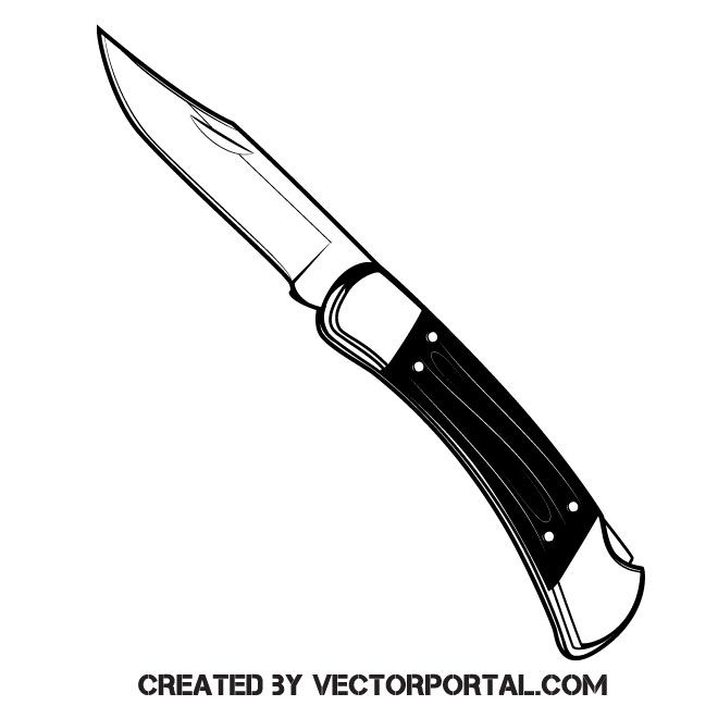 a black and white drawing of a knife on a white background with the words created by vectorial com